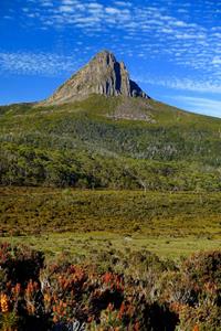 The view of Barn Bluff from out campsites in Waterfall Valley.